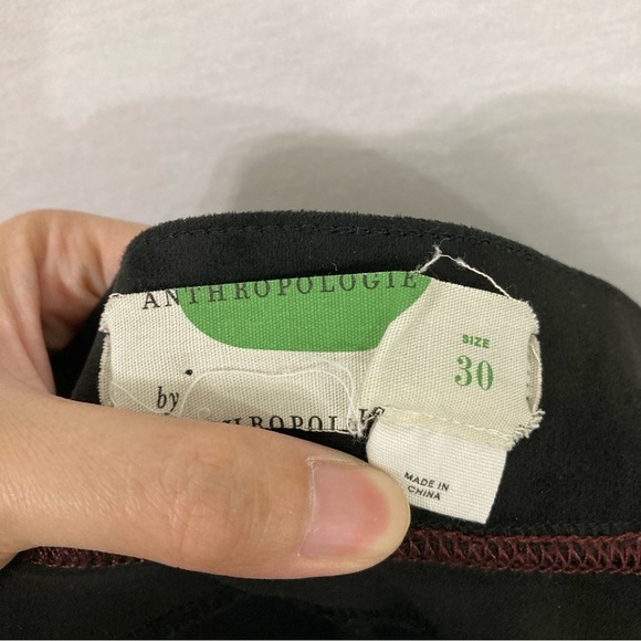 Anthropologie Black Mixed Media Faux Leather Knit Stretch Slim Pants size 30‎ - Picture 2 of 9